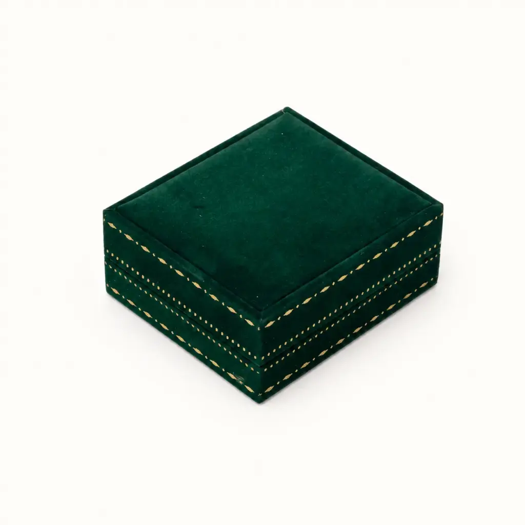 Emerald Green Velvet Jewellery Box on a white catalogue background
