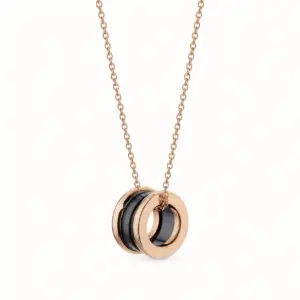 Rose Gold & Black Spring Necklace