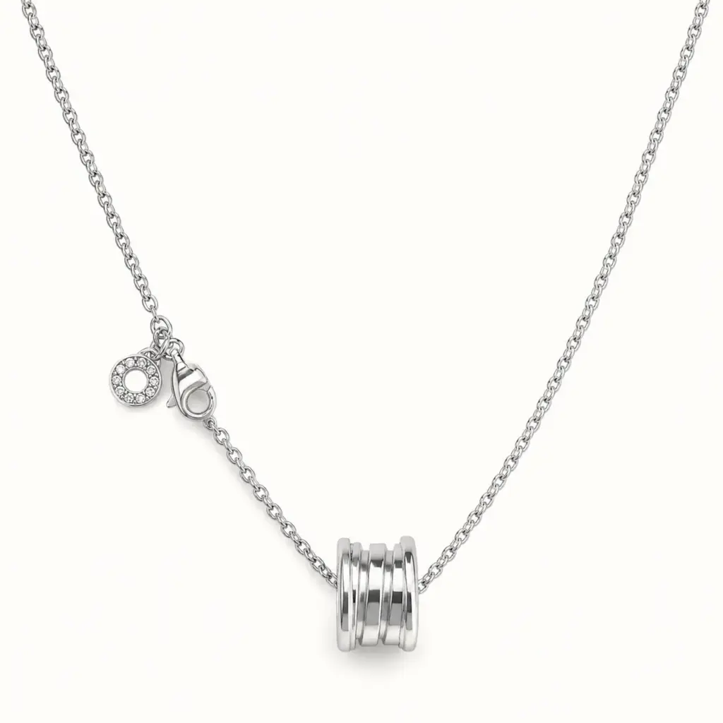 Silver Spring Necklace on a white catalogue background