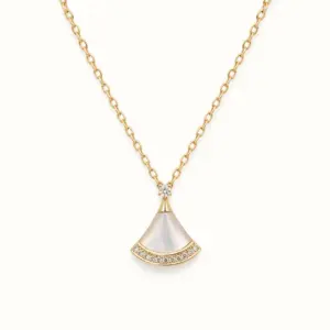 White Fan Shape Necklace necklace