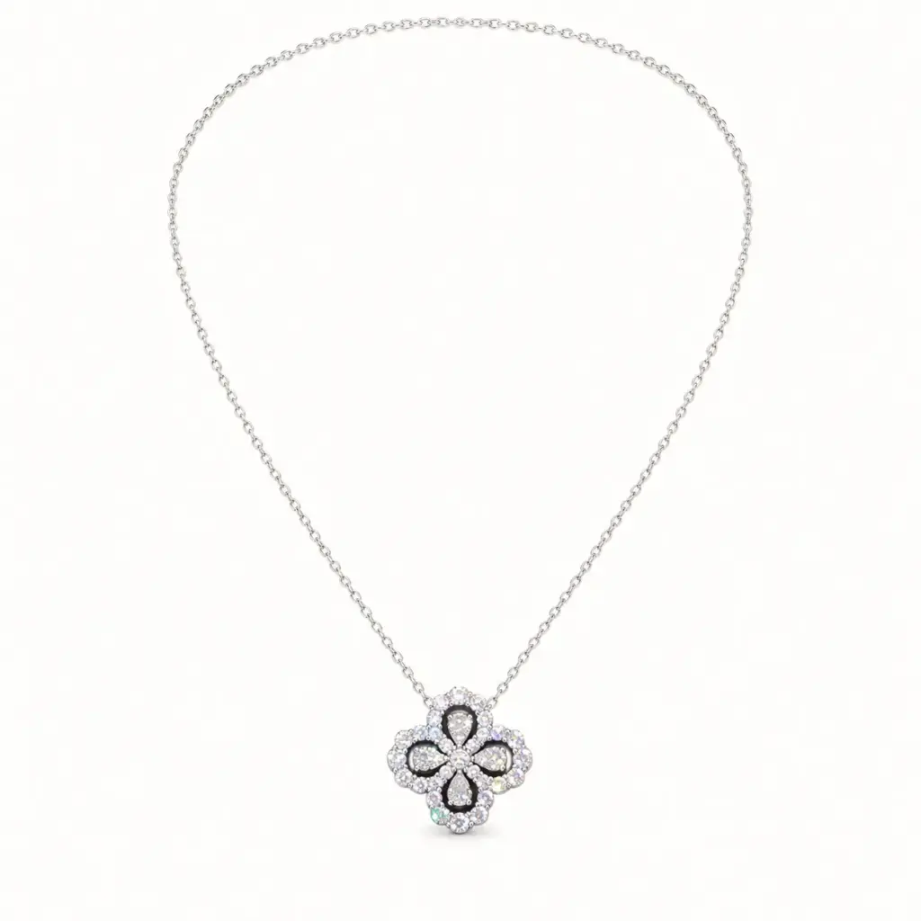 Rhinestone Clover Necklace on a white catalogue background
