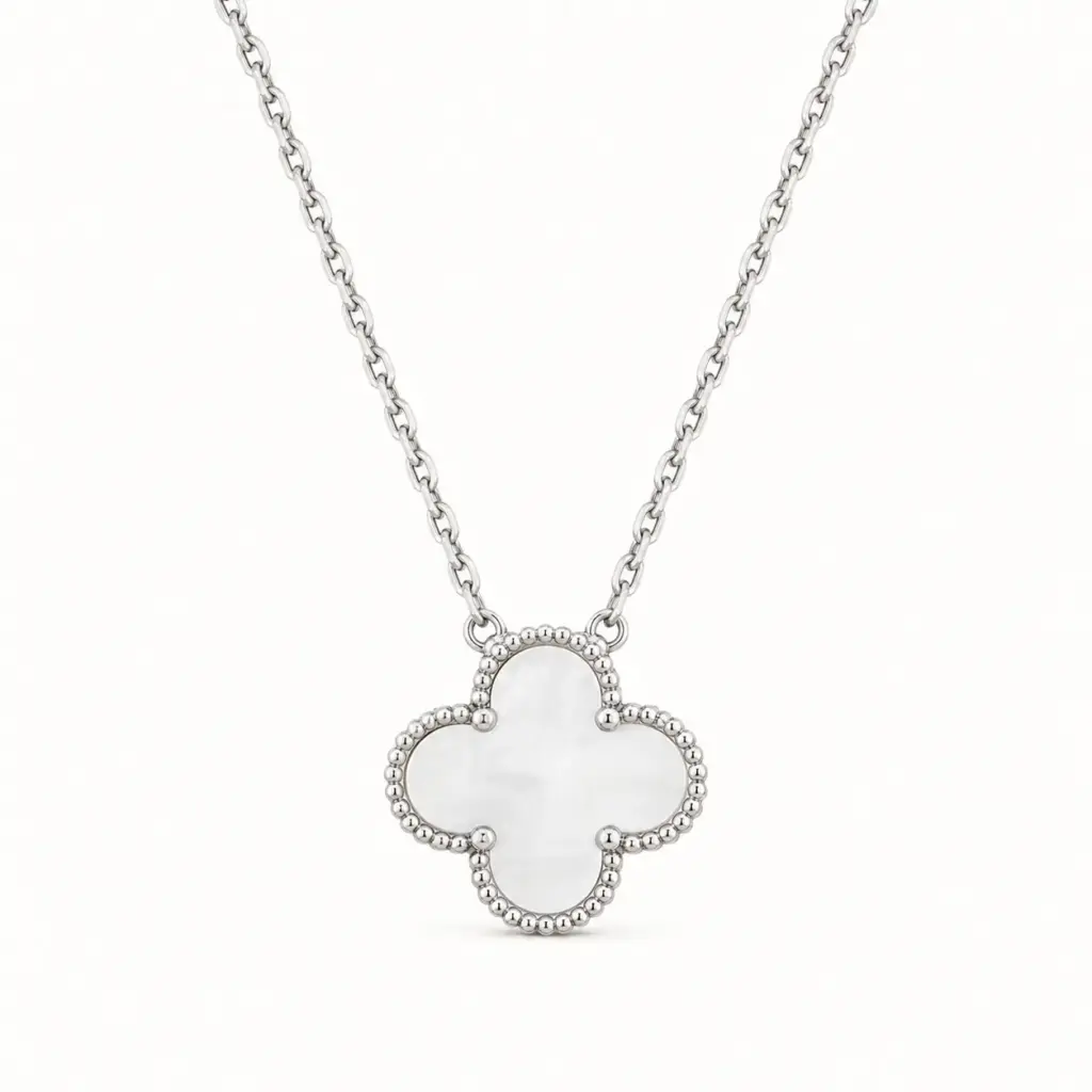 White Flower Necklace on a white catalogue background